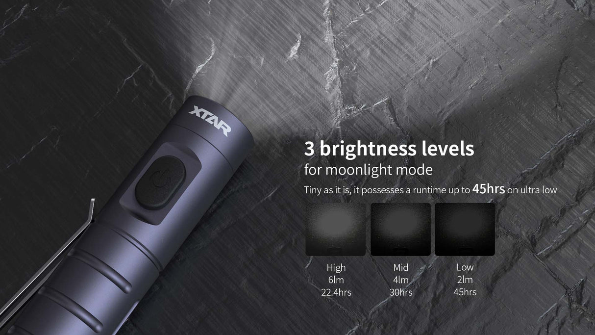 XTAR oppladbar mini lommelykt