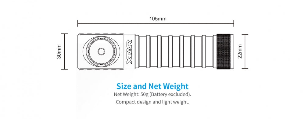Xtar Warboy H3 - hodelykt med hvitt lys