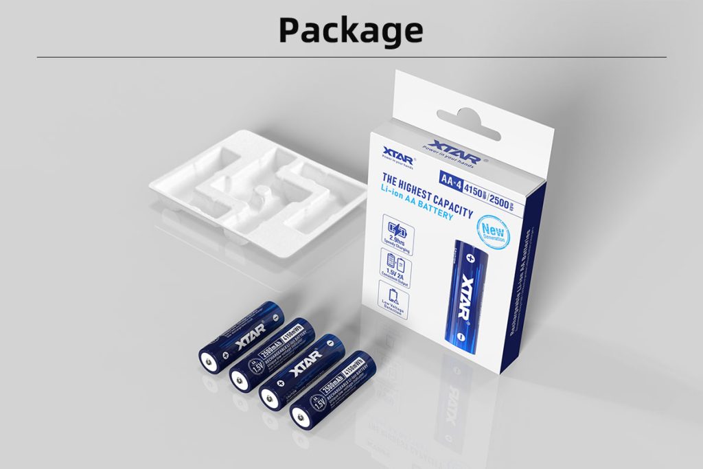 Oppladbare AA Li-Ion batterier - 4 pk 2500 mAh