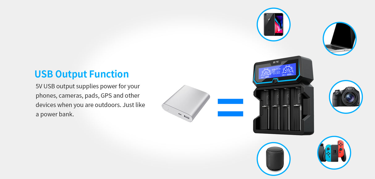 Xtar X4 - Hurtiglader for Li-Ion batterier.