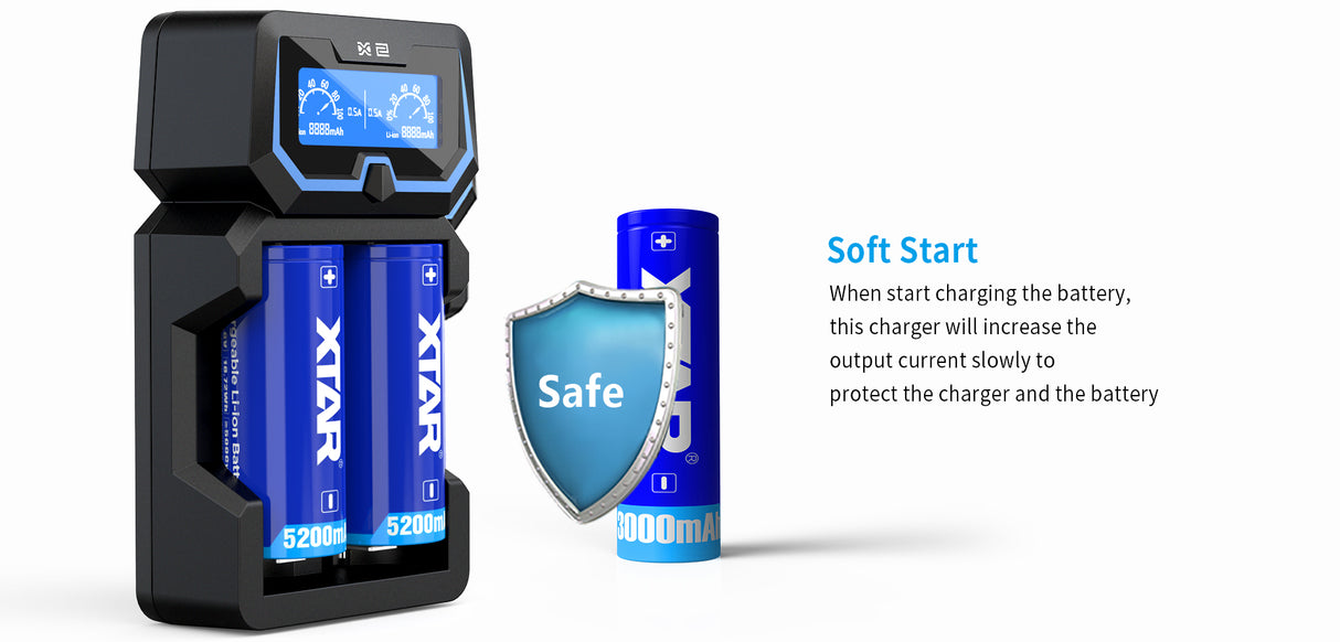 Xtar X2 - Hurtiglader for Li-Ion batterier.