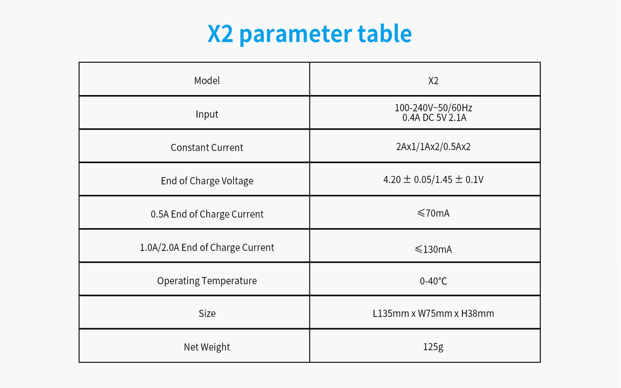 Xtar X2 - Hurtiglader for Li-Ion batterier.