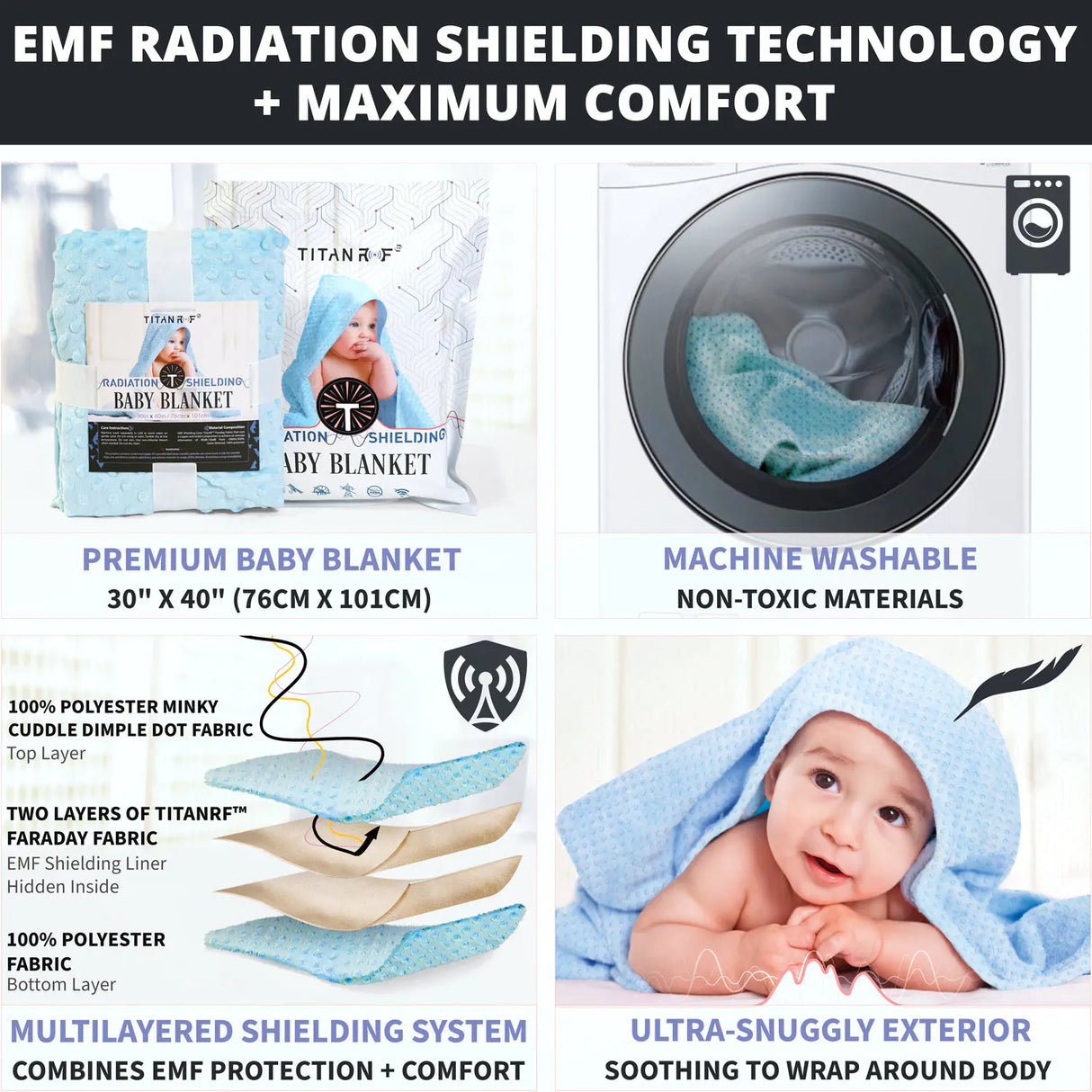 Mission Darkness™ TitanRF™ Radiation Shielding Baby Blanket