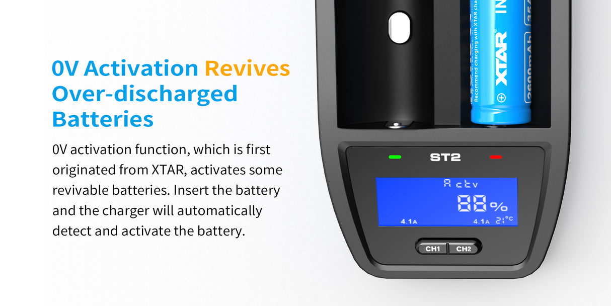 Xtar ST2 - Hurtiglader for Li-Ion batterier