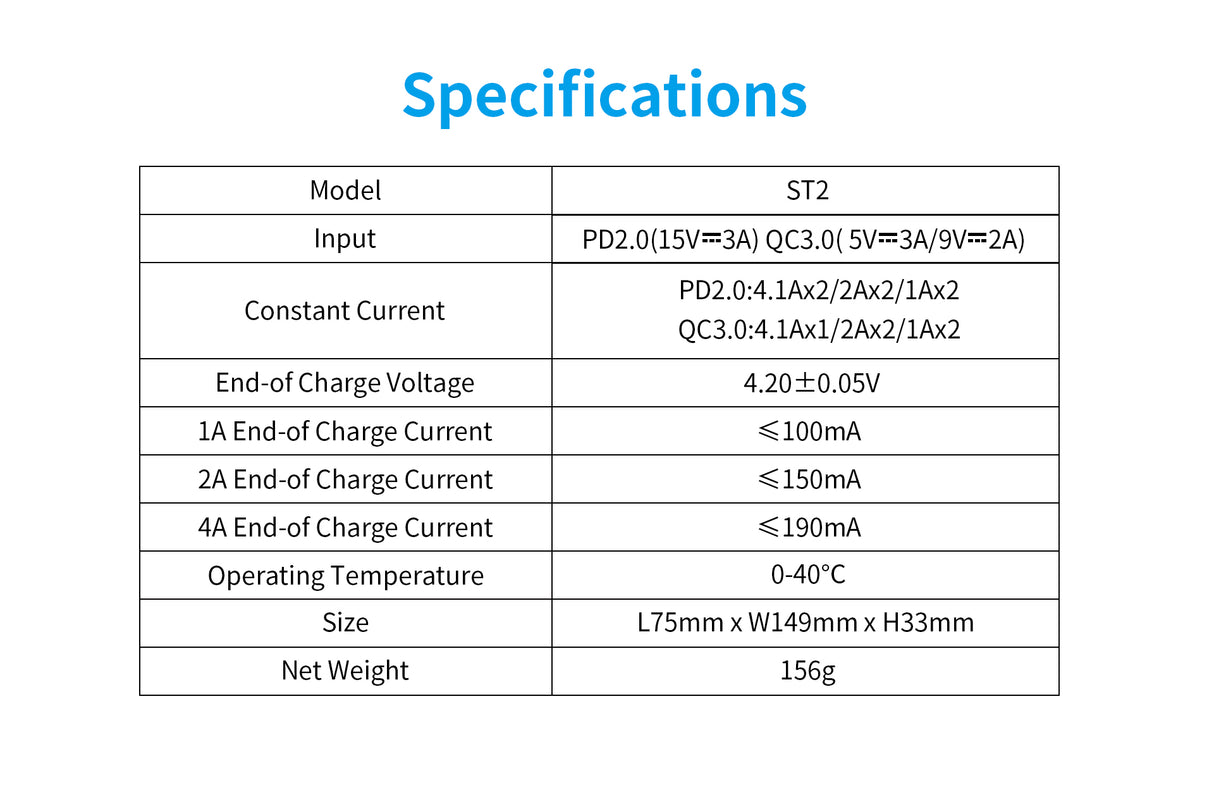 Xtar ST2 - Hurtiglader for Li-Ion batterier