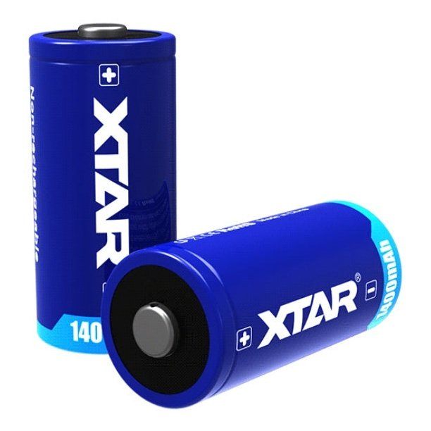 Xtar CR123A tørrbatteri 3.0V, 1400 mAh, 2 stk
