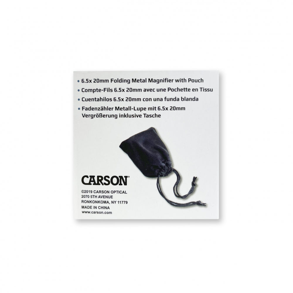 Carson Metal LinenTest™ 6.5x20mm Glass Lupe med bag